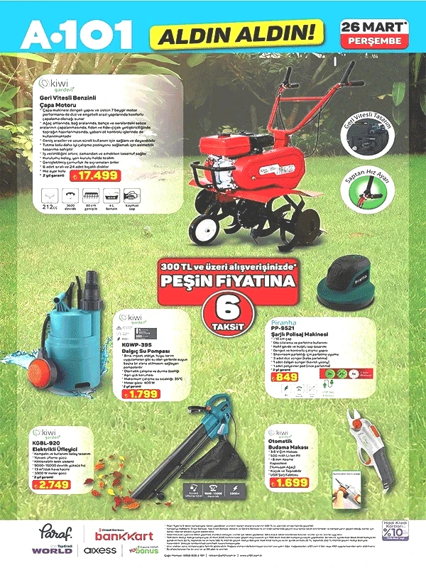 YENİ A101 BROŞÜRÜ Sayfa Sayfa A101 aktüel ürünler kataloğu 26 Mart 2026 Perşembenin ürünleri ve fiyatları: Mutfak, banyo, bahçe, giyim kategorileri
