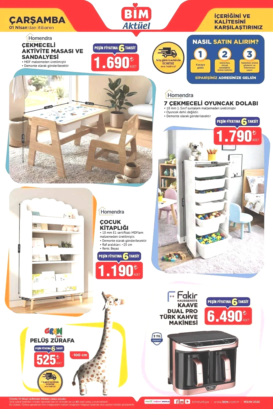 1 NİSAN ÇARŞAMBA BİM EVE TESLİM KATALOĞU