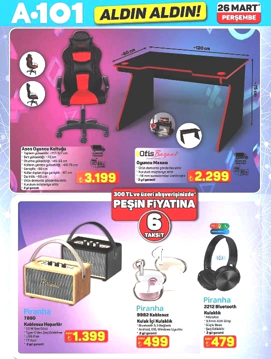 A101 ALDIN ALDIN AKTÜEL İNDİRİM KATALOĞU 26 MART 2026 || A101 afişi bu hafta ürünleri neler A101 broşürü ile oyuncu koltuğu, buzdolabı, çapa motoru, mantar LED masa lambası geliyor...