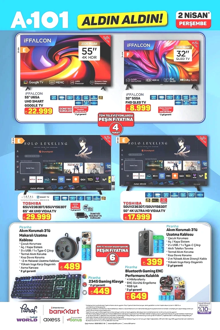 A101 2 Nisan 2026 Aldın Aldın Kataloğunu Yayımladı: A101’de Akıllı TV ve Philips Süpürge Fırsatı resim: 0